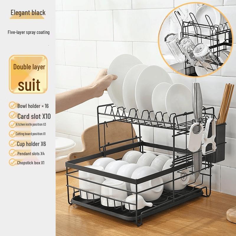2-Tier Carbon Steel Dish Drying Rack