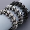 Gotische Punk Sieraden Volledige Schedel Hoofd Link Ketting Man Armband voor Mannen Zwart Oud Zilver Kleur Roestvrij Staal Heren Armbanden Cool