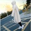 Horn Button Woolen Coat Women's Mid-length Autumn and Winter Quilted Thickened Hooded Woolen Coat