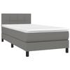 3140026 vidaXL Lit à sommier tapissier avec matelas Gris foncé 90x200 cm Tissu