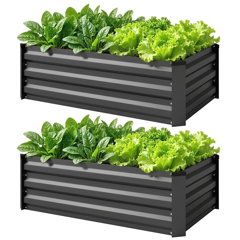 Raised garden bed, herb garden, weatherproof, open bottom, 100 x 60 x 30 cm, dark gray