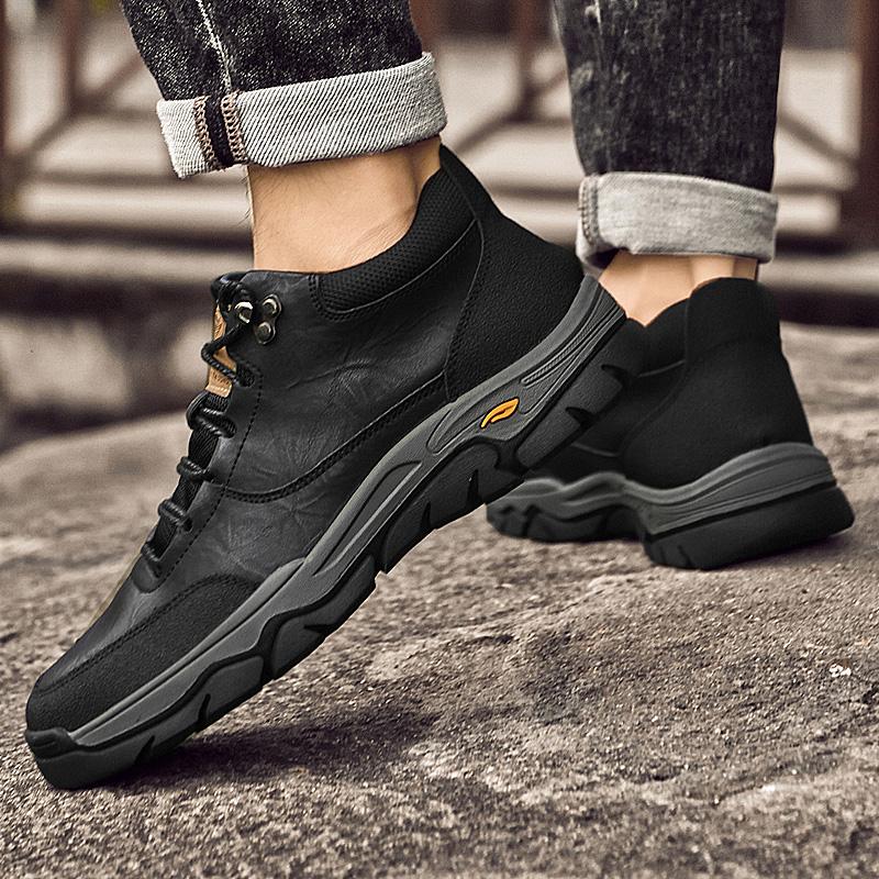 Fashion Men Casual Leather Shoes Classic Quality Anti-slip Wearable Large Size Climbing Shoes Outdoor Sneakers Trekking Leather Footwear