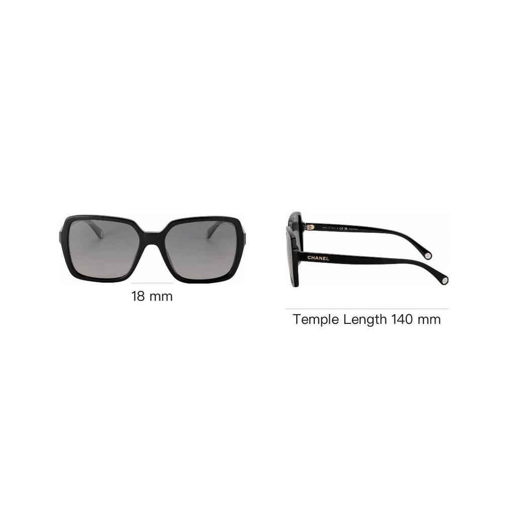 Chanel Złoty Logotyp z Literą Nieregularna Ramka Okulary Przeciwsłoneczne Okulary Przeciwsłoneczne Unisex Czarne CH5505-C622M3
