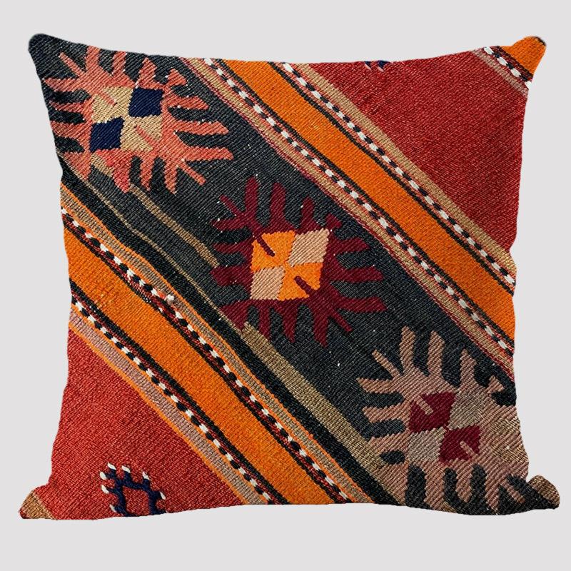 Cuscini in Lino con Fantasie Bohémien Multicolori Stampa Geometrica Etnica Astratta Federe per Cuscini Decorativi Cuscino per Divano del Soggiorno