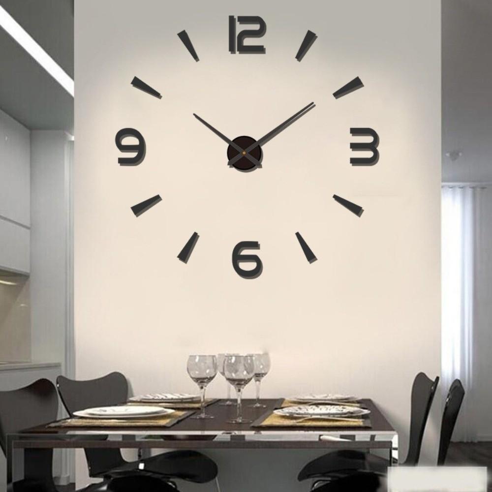 Frameless DIY Wall Clock Without Punching Wall Mechanism Night Light Arrows Decal Acrylic Wall Decoration Home Silent Clock