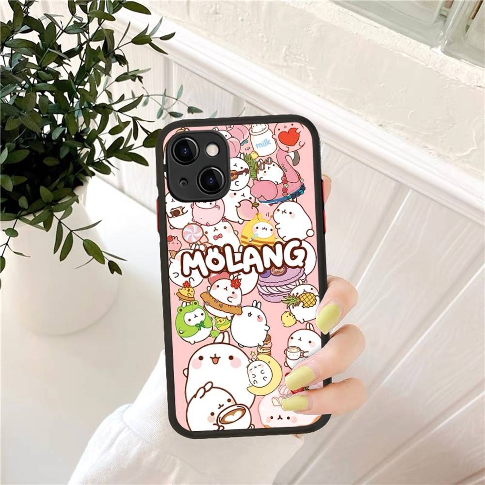 Kawaii M-Molangs Phone Case for iPhone 16 15 14 11 12 13 Pro Max X XS Translucent Matte Cover