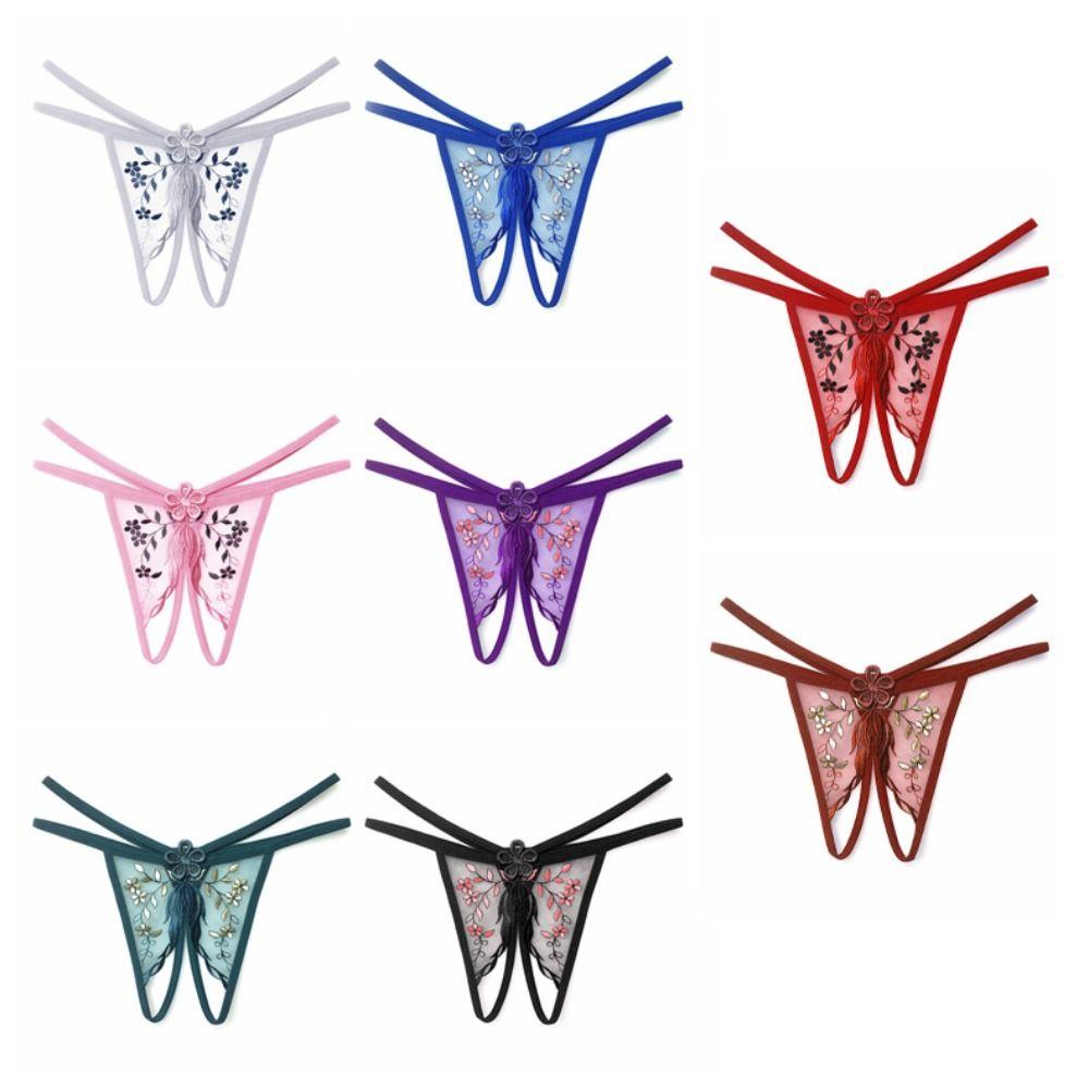 Thin Belt Lace Flower Panties Transaprent Traceless Briefs Fashion Women Mesh Thong  Underwear