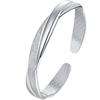 Matte Finish Open Bangle Silver Plated Love Bracelet for Women Interwoven Design Jewelry