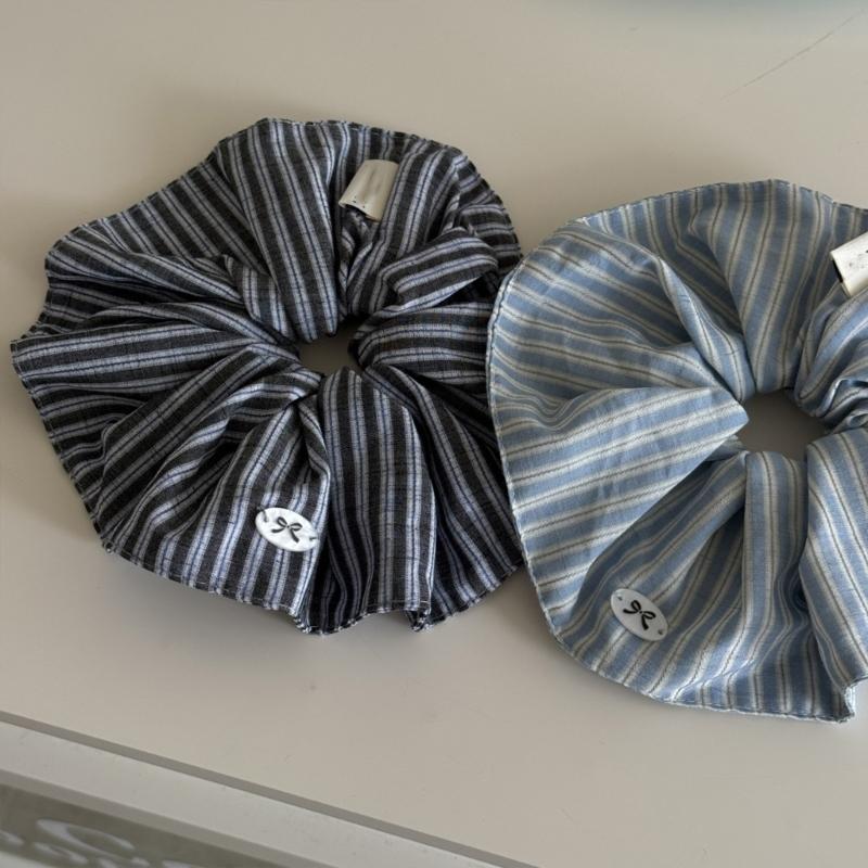 Blue Stripe Bows Scrunchie Hair Tie Soft Fabric Lightweight Hair Accessory For Women Girls Casual Sports Occasion