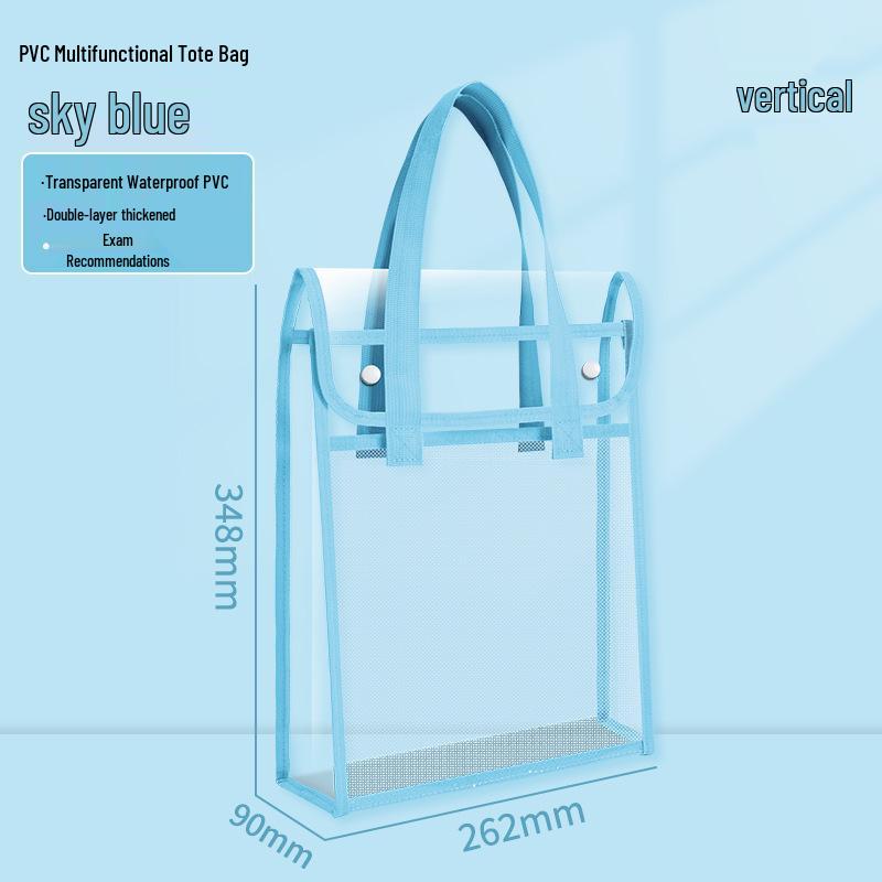 A4 Large Capacity Three-Layer File Bag with Transparent Mesh