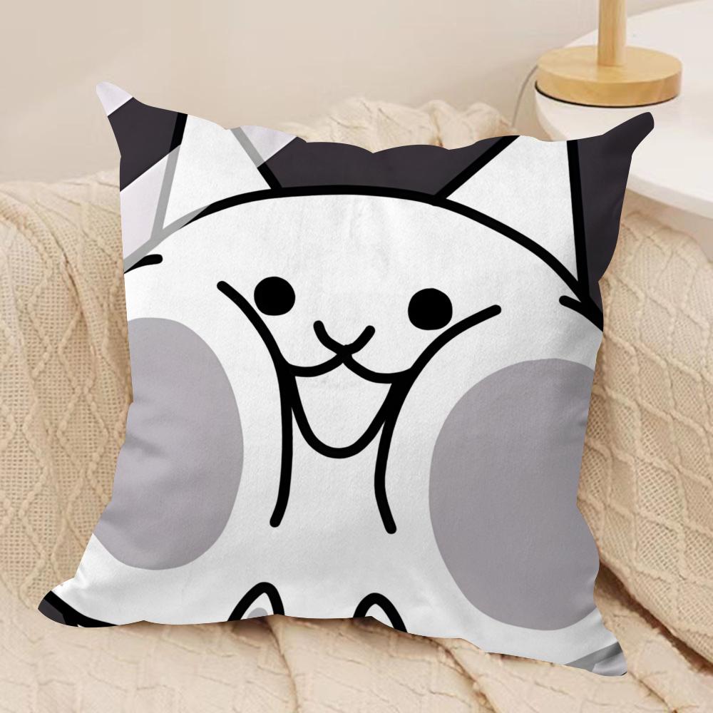 B-Battle Cats Anime Cushion Cover Soft Plush Fabric Double-Sided Printed Sofa Cushion Cover for All Seasons Home Decor Gift