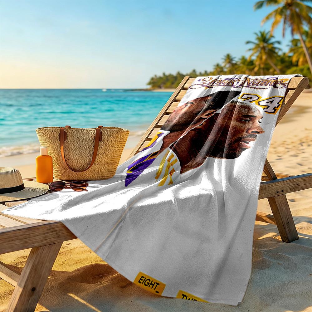 Kobe Customize Your Name Beach Towel Quickdry Soft Microfiber For Beach Bathroom Outdoor Swimming Pool Camping Picnic Yoga Diving Vacation Accessories