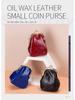 Vintage Leather Kiss Lock Coin and Card Pouch: Mini Earphone Holder Clip Bag
