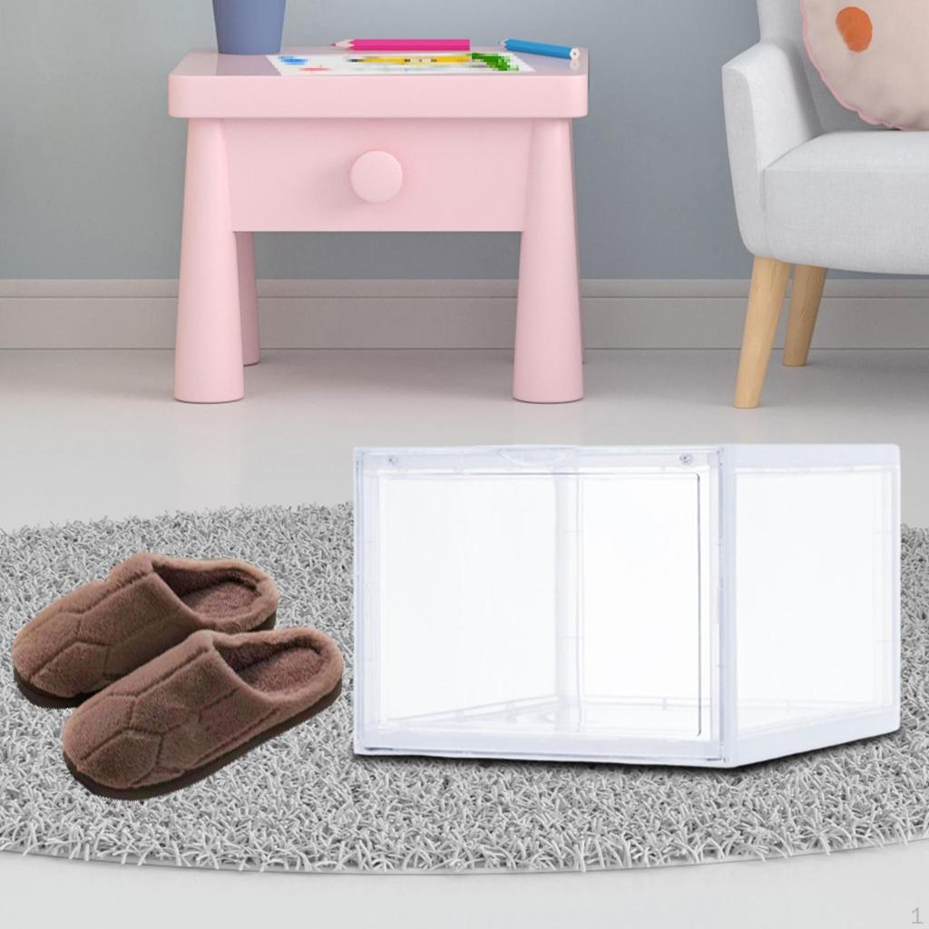 Clear Shoe Storage Organizer Rack Holder with Door Thicken Drawer Organize Unit Display