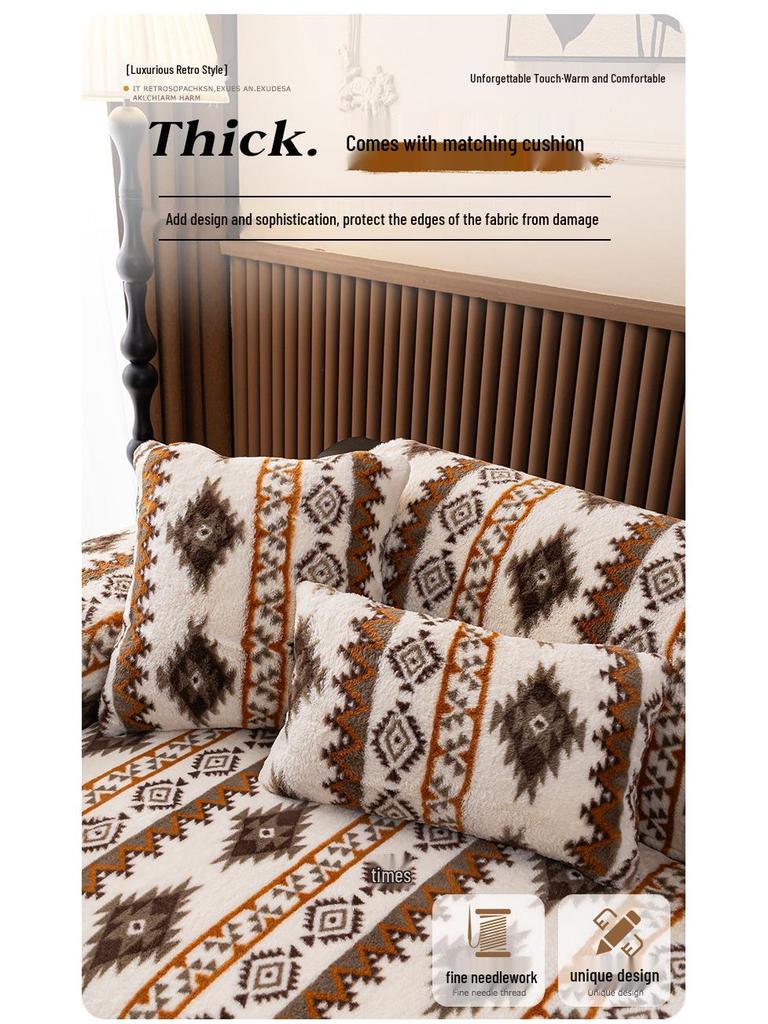 Bohemian Plush Sofa Cushion - Non-Slip, Winter-Ready, Thickened Cover 2025
