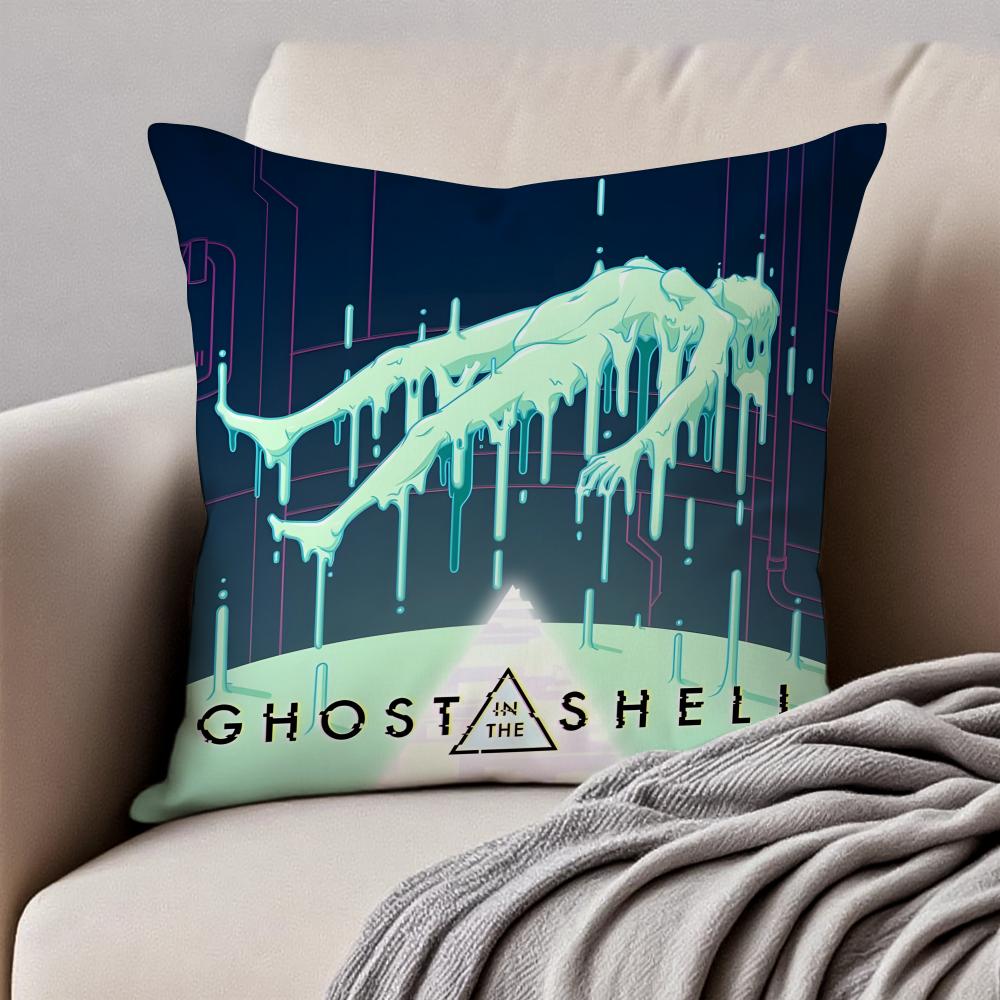 Classic Japanese Anime GGhost In The Shell Cushion Cover Pillowcase Antidustmite Invisible Zipper Short Plush Sofa Cushion