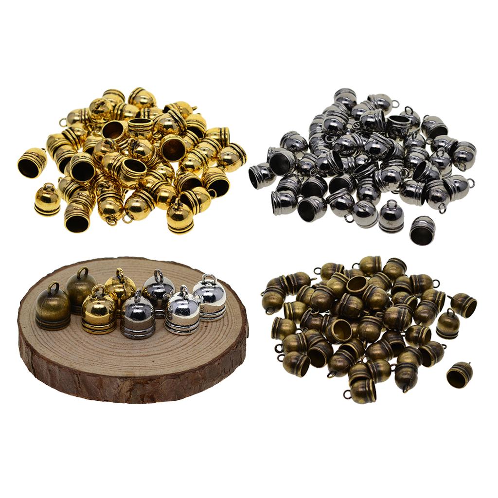 50pcs 10mm Bell End Cap Mesh Kumihimo Cord Tassel DIY Making Black