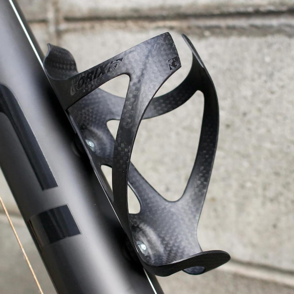 GORIX Karbonový držák na láhev na kolo z uhlíkových vláken, matný karbon, držák na nápoje pro silniční kolo, ultra lehký (GX-BCARBON) Černá, Vysokopevnostní,