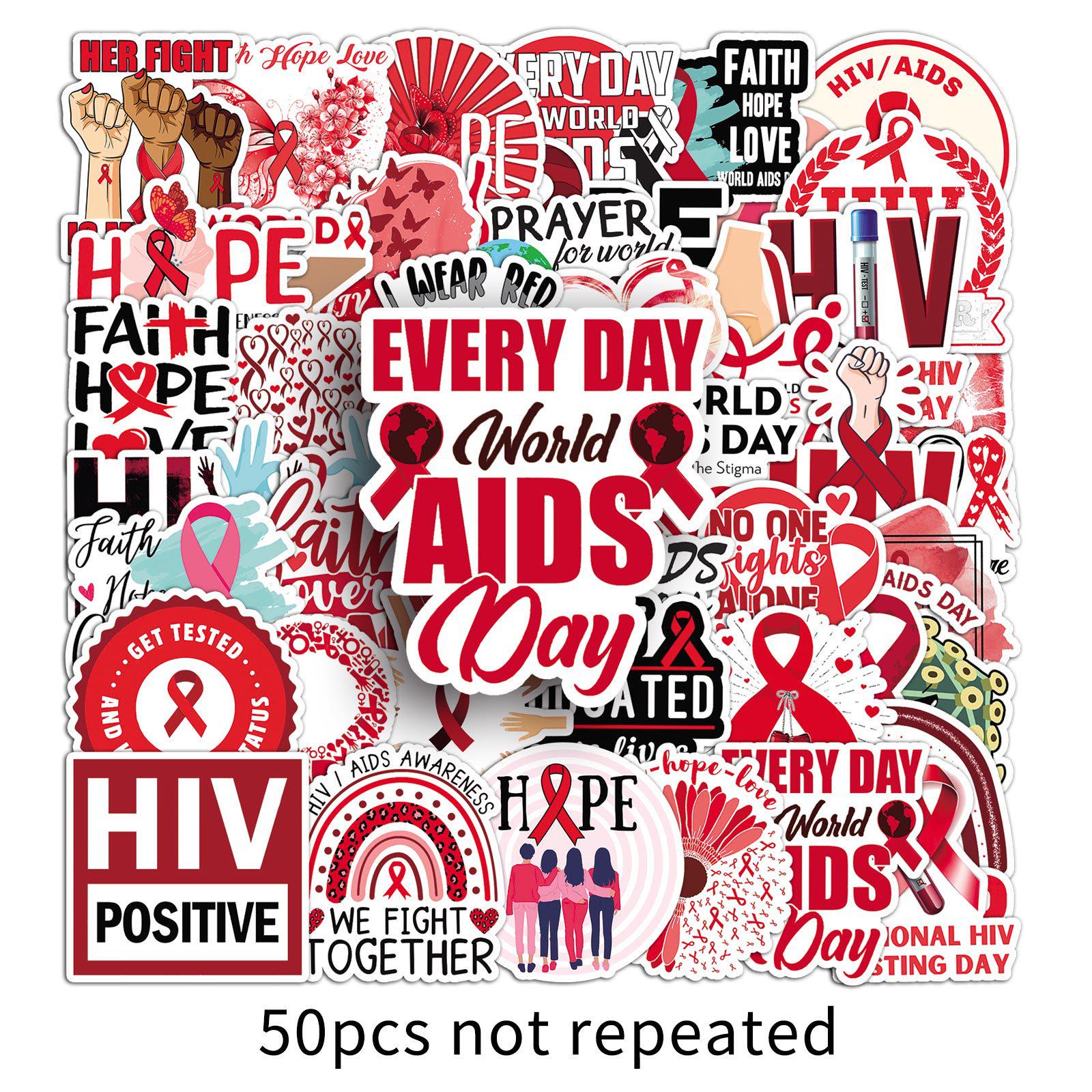 50PCS Inspirational Stickers for AIDS Awareness - Waterproof & Motivational HIV Positive Quotes