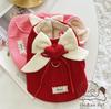 Cute Heart Big Bow Corduroy Dog Dress Thick Warm Pet Apparel Winter Dog Clothes Puppy Small Dog Costume Apparel Pet Dresses Coat