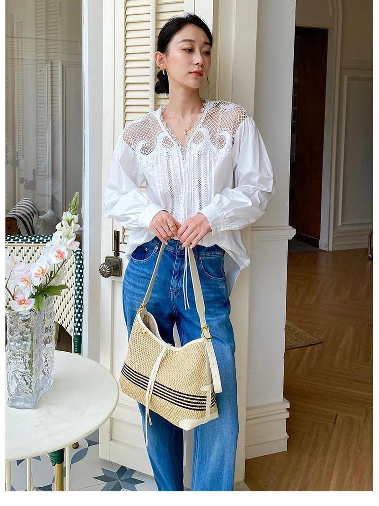 Autumn New White French-Style Women's Long Sleeve Shirt