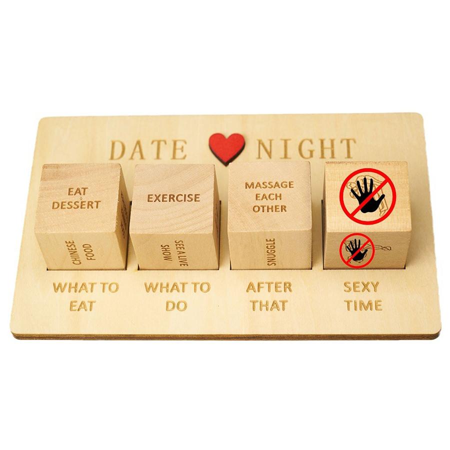 Date Night Dice, Take Out Dice For Couples, Portable Couple Wooden Dice Kit For Adults Women Men Husband Girlfriend Boyfriend Ch