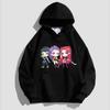 Kpop Children's Cartoon Printed Hooded Sportswear Casual Street Style Anime Idol Combination Printed Long Sleeved Girls' Top