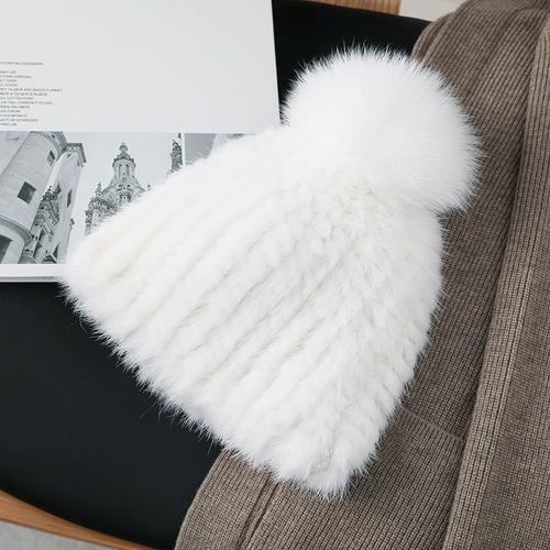 New Children's Mink Hair Hat Thickened Wool Braided Fur Hat Fox Hairball Ear Hat Winter Warm Hat