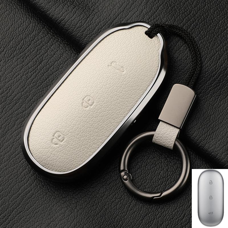 For Lixiang L9 L7 L8 L6 Key Fob Cover Leather Car Case Aluminum Buckle Alloy Keychain Accessories G4B7 Li Auto Inc
