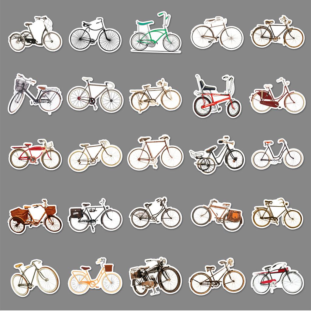 50 Bicycle Doodle Personalized Retro Creative Trend Guka Decorative Water Cup Suitcase Stickers Waterproof