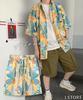 Print Aloha Set Up Short Cargo Floral [J.STORE] All-over Shirt, Pants, Sleeves, Casual, Pants, Sports, Print, Sporty, Men's, Yellow, 5S-J06-YEL
