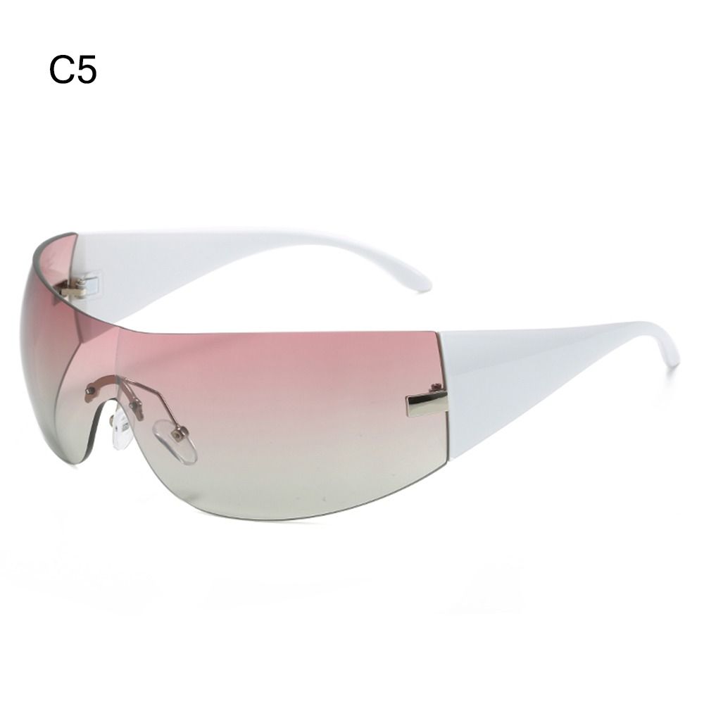 

Футуристичні модні сонцезахисні окуляри великого розміру Y2K Жіночі Чоловіки Сонцезахисні окуляри без оправи з обгорткою Цільні відтінки Модні сонцезахисні окуляри в стилі хіп-хоп