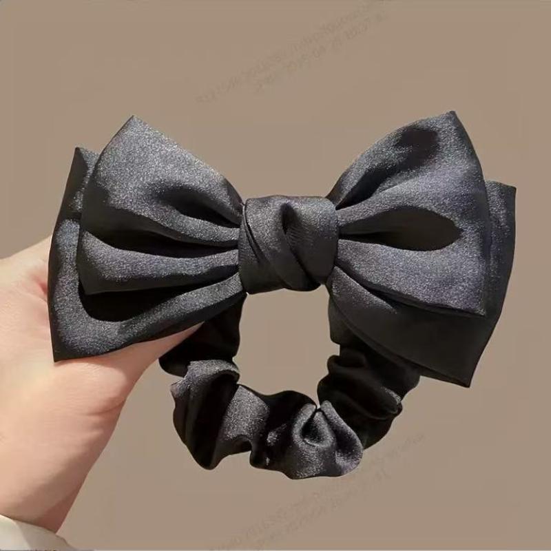 High-end Satin French Bow Elastic Scrunchie, Women's Hair Tie for Everyday Use, Elegant Hair Accessory