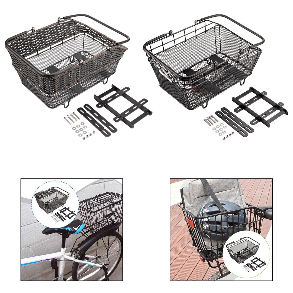 Generic Bicycle Rear Cargo Basket Sturdy Multifunctional with Carry Handle