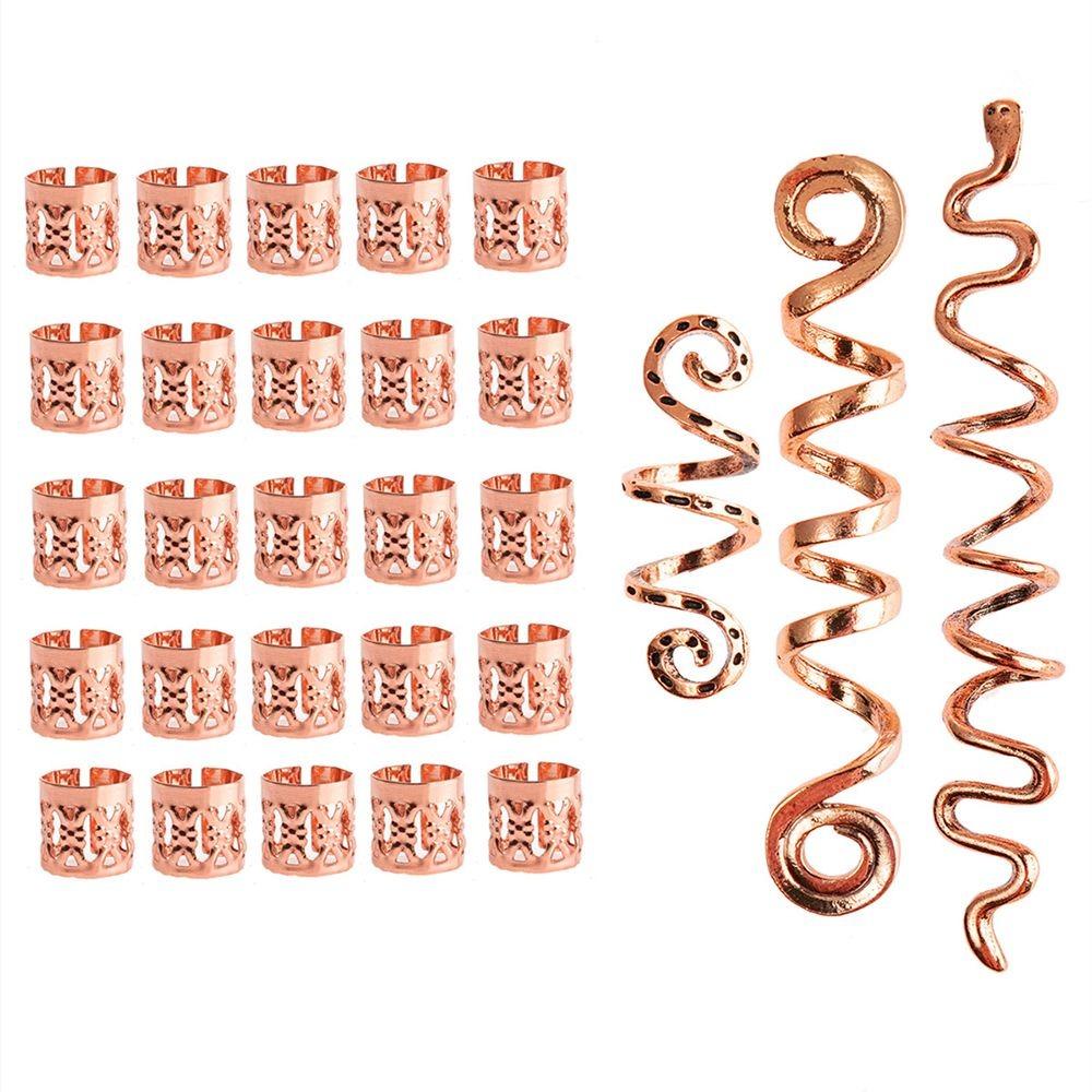 28pcs/set Golden Dreadlocks Beads Silver Dirty Braid Hair Buckles Fasion Hair Ring Clips  Daily