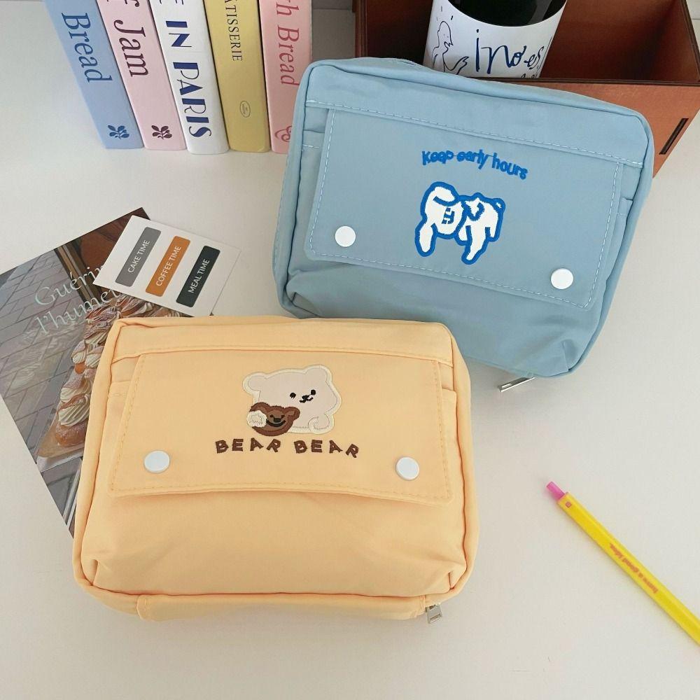 

Multi-functional Pen Bag Large Capacity Storage Bag High Quality Stationery Bag School Office Beige Bear