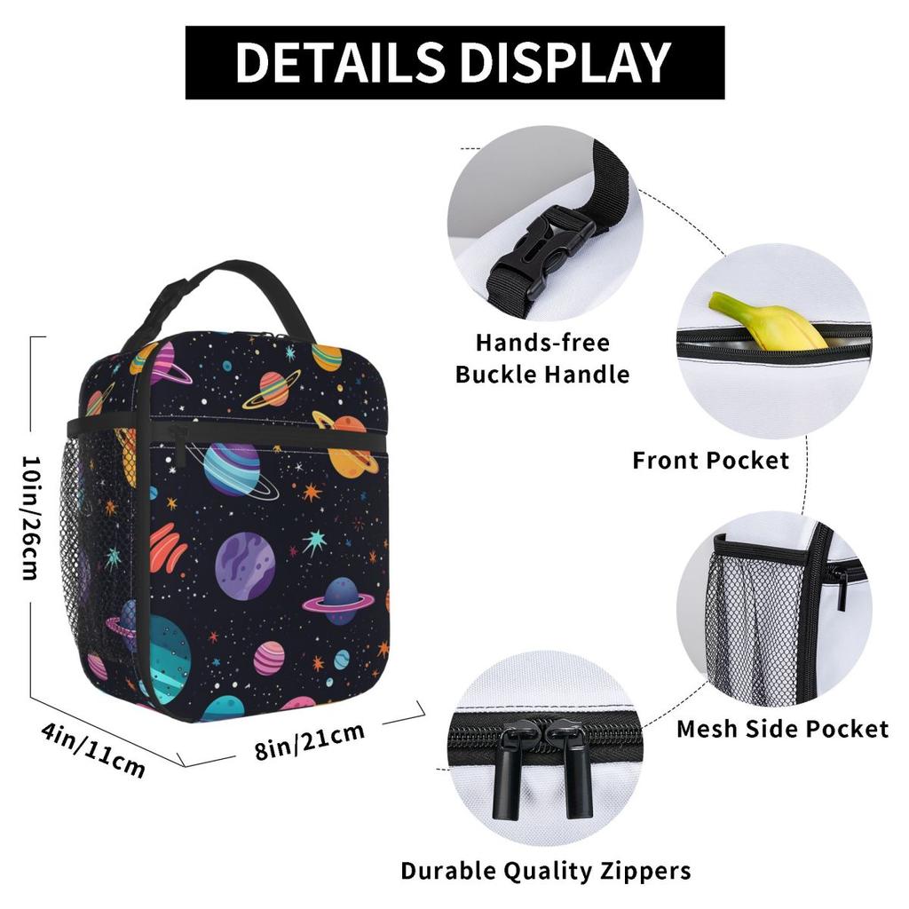 Solar System Space Planets Universe Insulated Lunch Bag for Women Kids Portable Food Boxes Thermal Lunch Box Tote