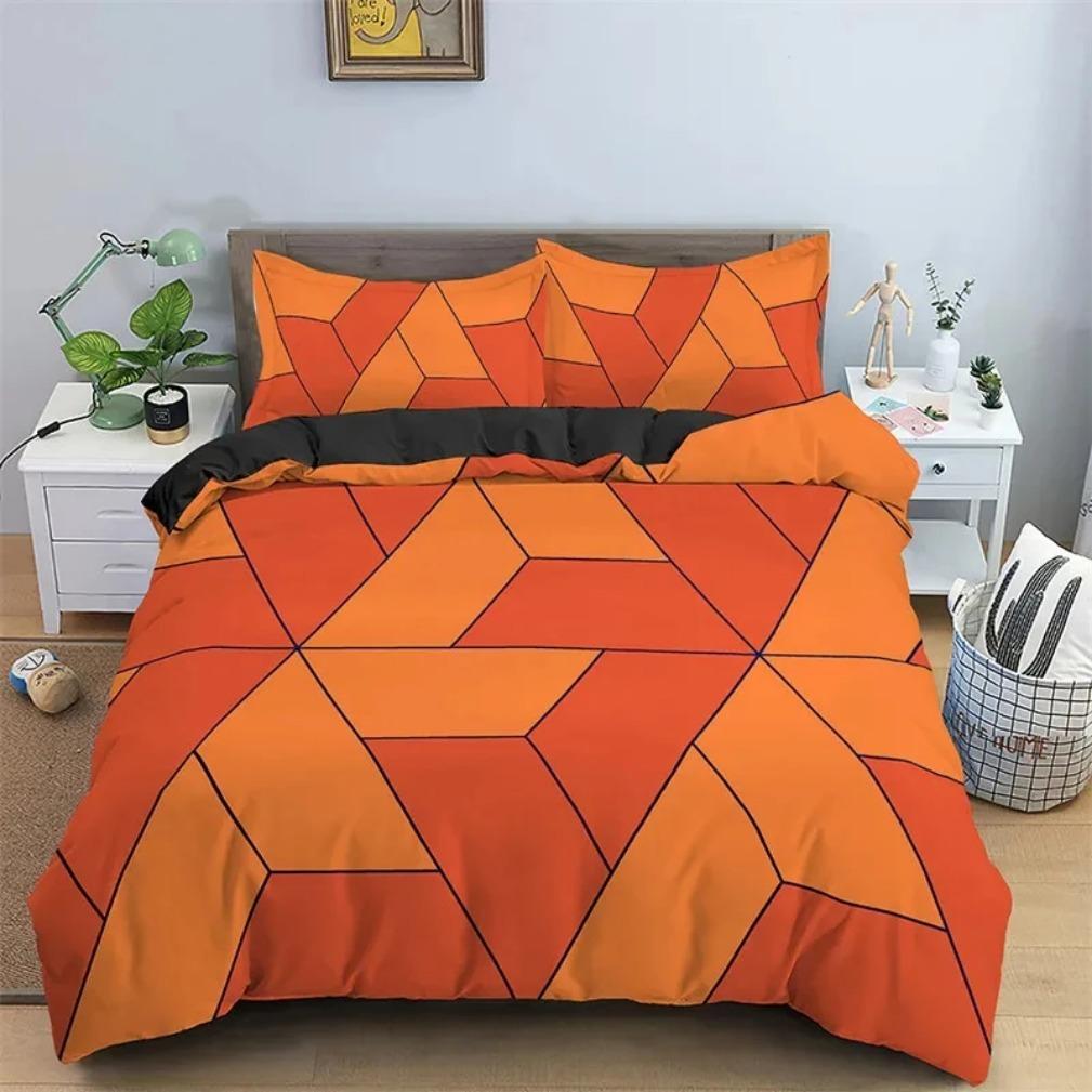 

Fashion Geometric Trapezoid Printed Duvet Cover,Simple Modern Geometric Bedding Set, Single Double Bed Quilt Cover And Pillowcas EU single(135x200cm)
