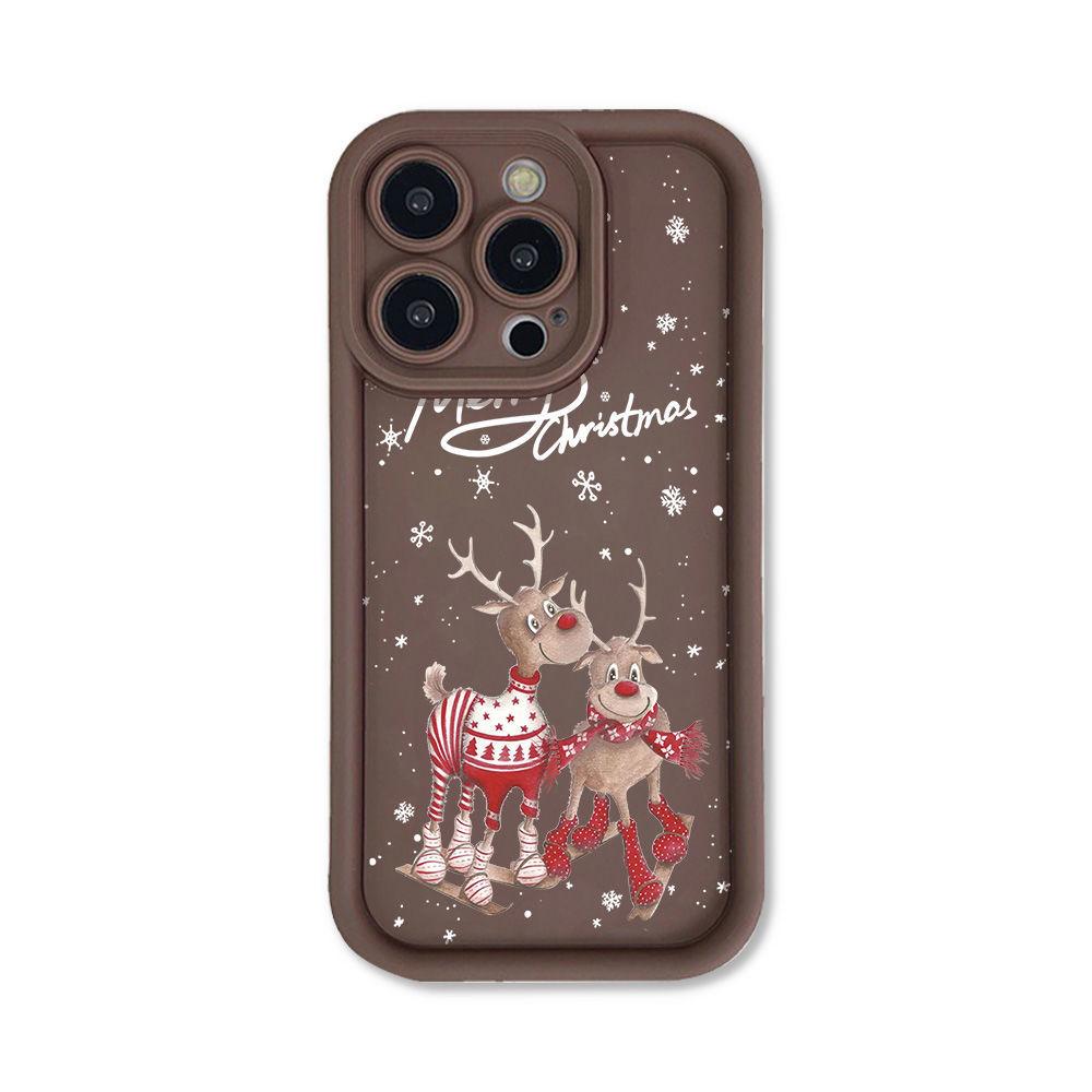 Christmas Elk for iPhone17 ProMax phone case 17 Apple 16 matte 14/15 premium 13 fine holes