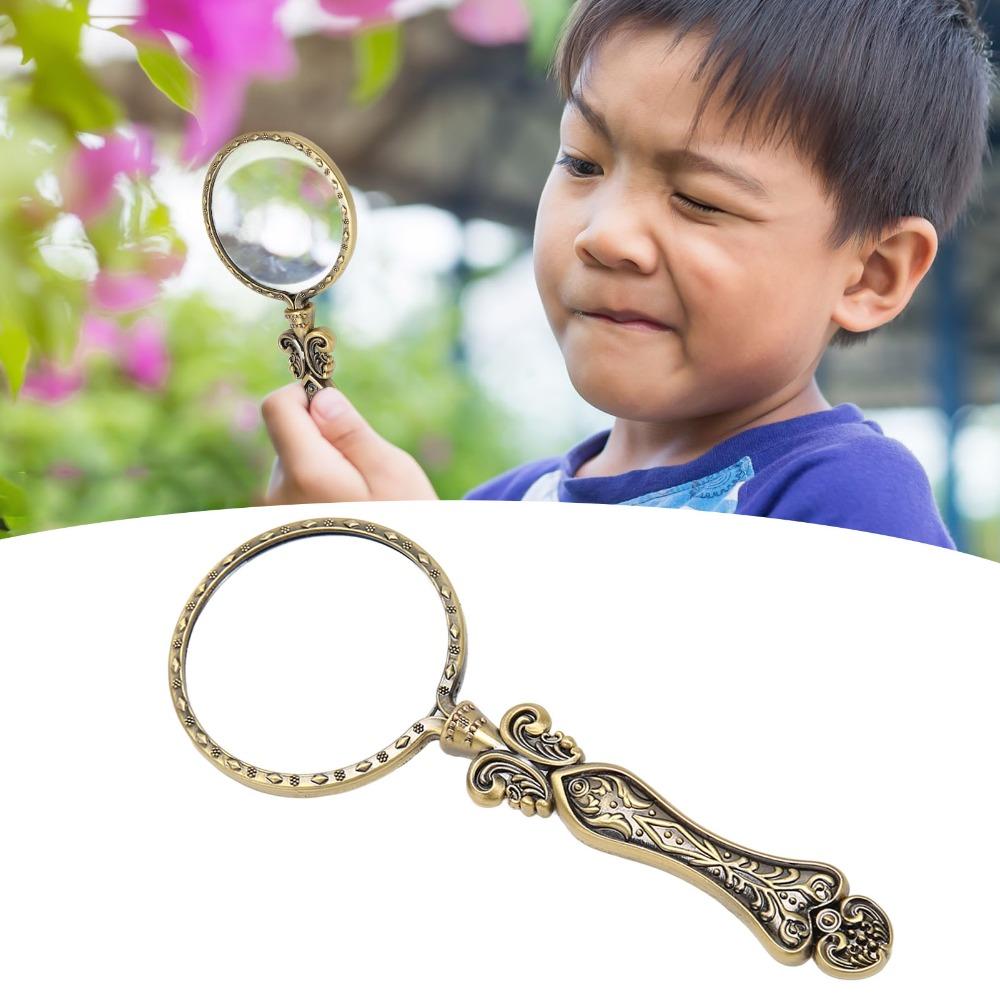 Bronze Finish Retro Magnifying Glass Alloy Material Slipless Handle Handheld Magnifying Glass Antique Gold Portable Magnifier