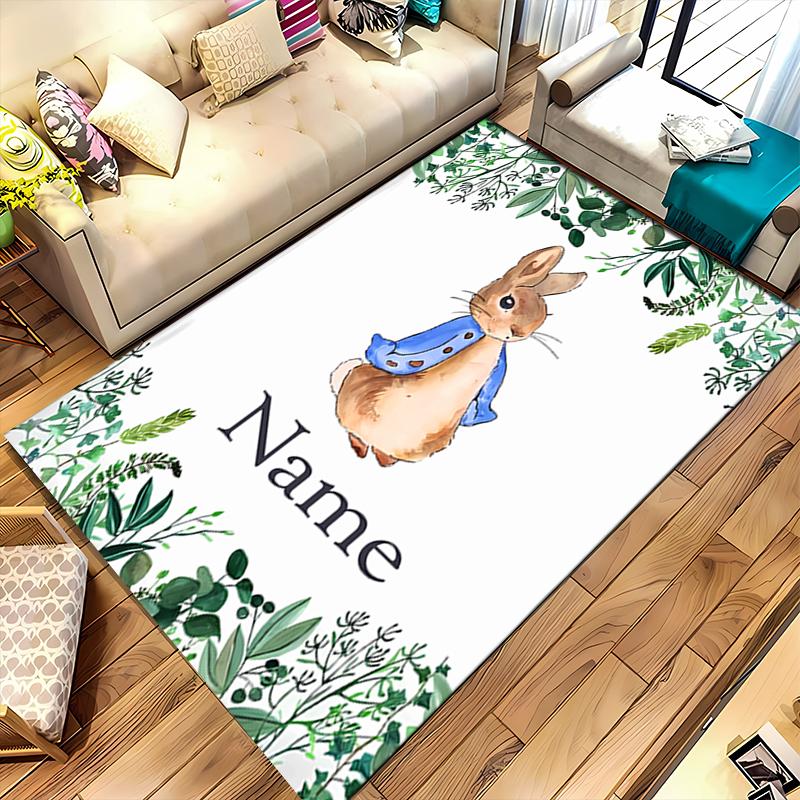 Custom Personalization Peter Rabbit Area Rug - Perfect For Kitchen, Bathroom,Laundry Room Decor Large Size Available,Gift All Seasons