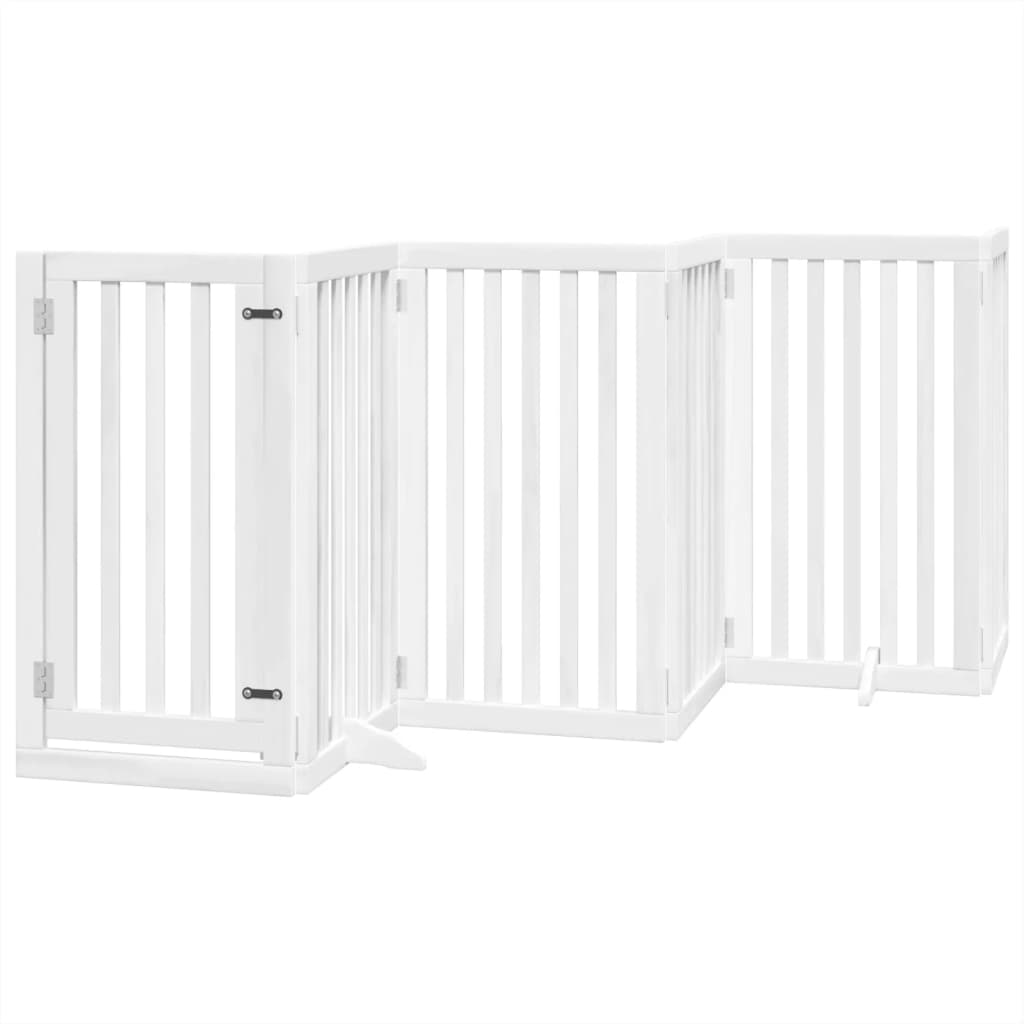 6 Piece Foldable White Dog Gate 300 cm Poplar Wood