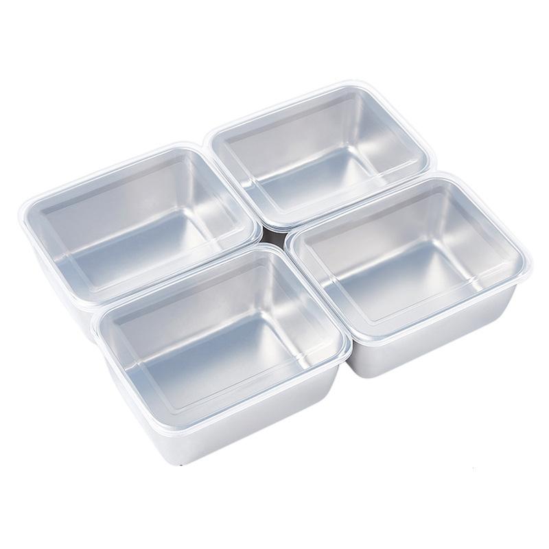 2/4Pcs Fresh-Keeping Box Stainless Steel Rectangular Food Storage Pan with Lid Commercial Dish Tray Freshing Lunch Box Container