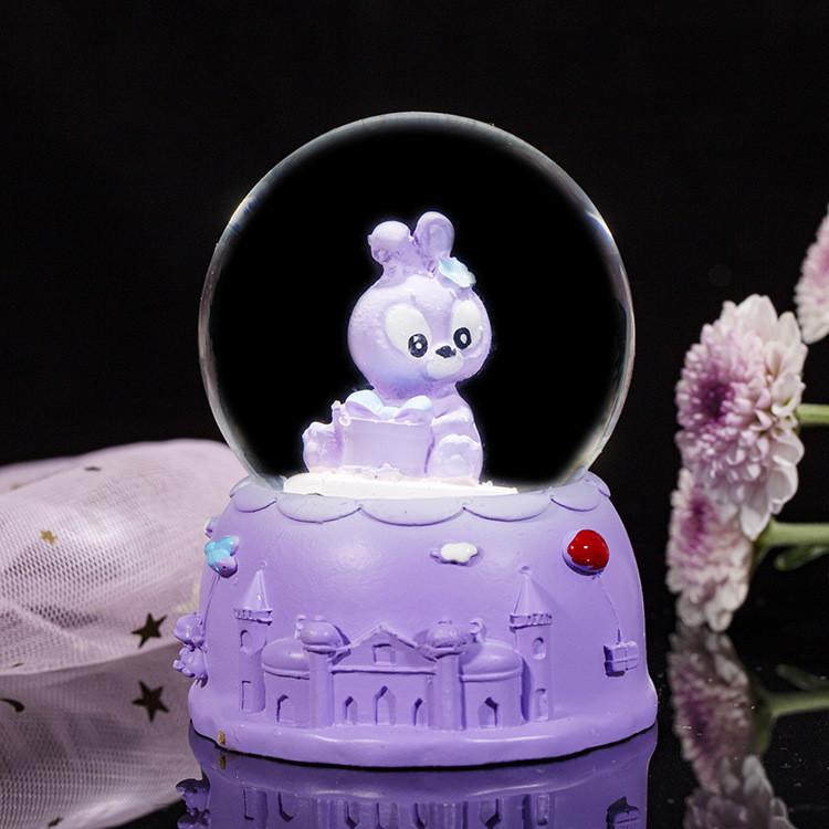 Cute Cartoon Cute Rabbit Sparkling Mini Crystal Ball Night Light Cell Button