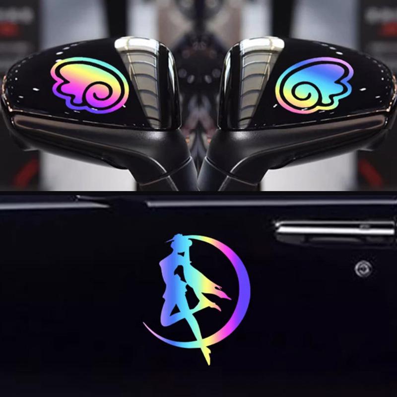 SCIONE Colorful Laser Car Stickers Cover Scratches Electric Car Stickers Body Stickers Motorcycle Tail Box Stickers Waterproof Sunscreen Stickers
