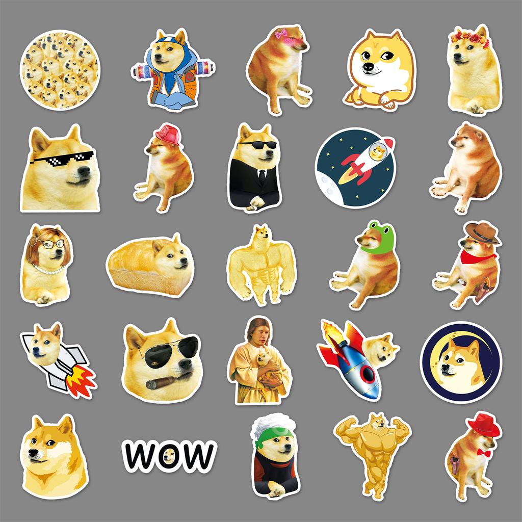 50 Doge Graffiti Personalized Spoof Emoji Pack Guka DIY Skateboard Mobile Ticket Stickers Waterproof