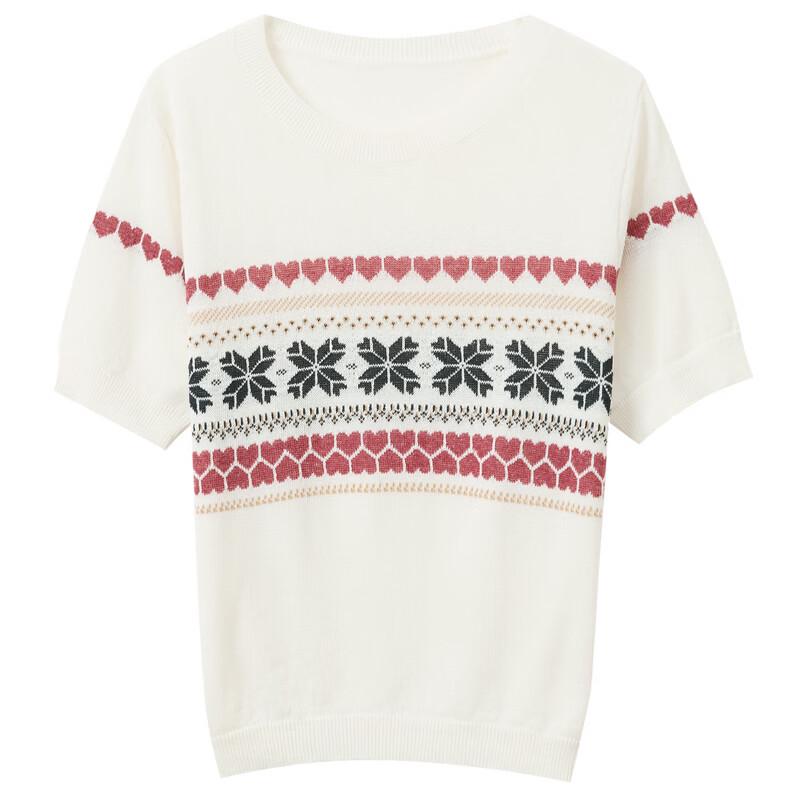 SANCITY 2026 Summer Jacquard Knit Short Sleeve Top