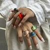 Korean Simple Transparent Color Resin Rings Niche Retro Stacked Curved Acrylic Geometric Oval Wide Ring Charm Trendy Irregular Fashion Jewelry