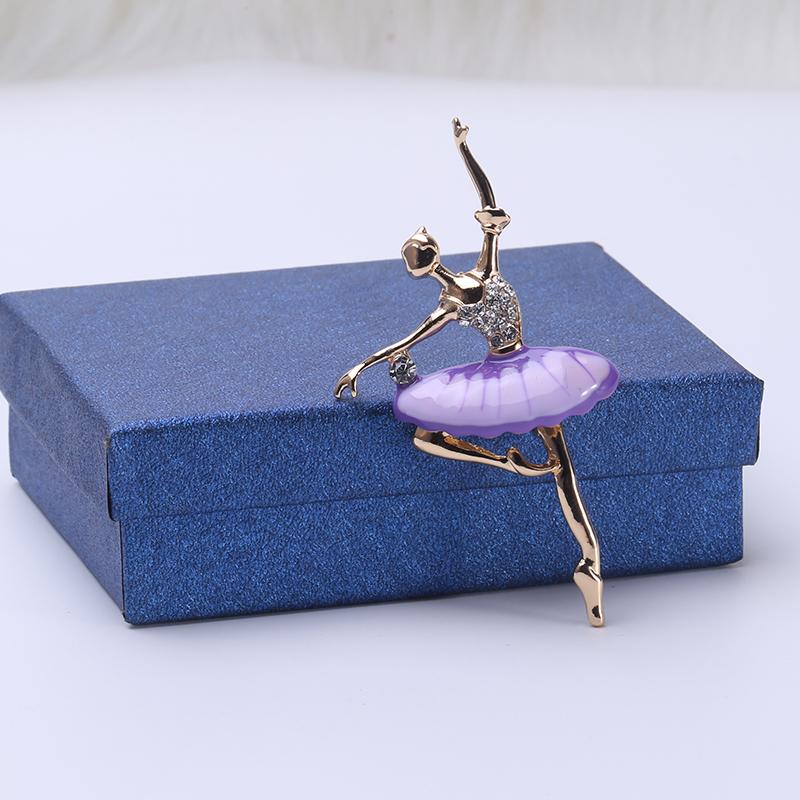 Fashion Rhinestone Dancing Girl Brooches for Women Enamel Character Pin Event Party Gift Backpack Decoration Clothes Accessories