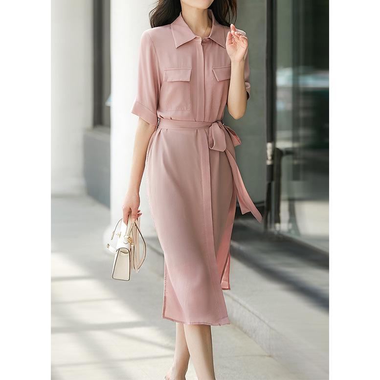 2025 High-End Japanese Workwear Silk Dress: Women's New Summer Long Dress
